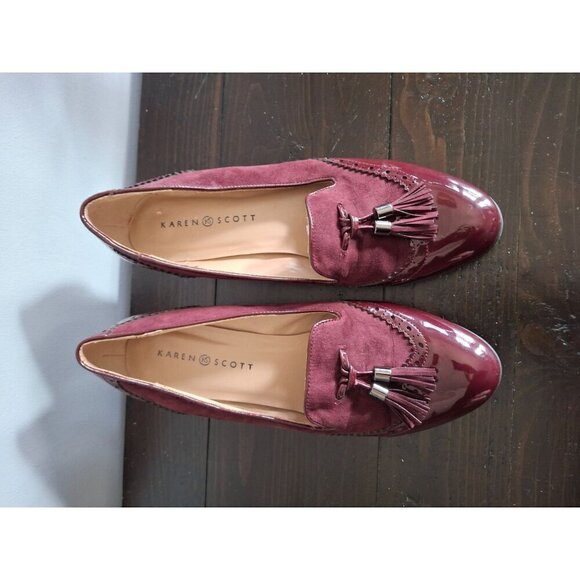 Karen Scott Terrie Wine Red Tassel Loafer Pumps/Pre-owned, Sz. 9 - Picture 6 of 9